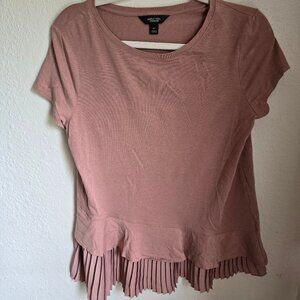 Simply Vera Verawang Blush Pink Pleated Shirt Size M